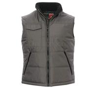 PAYPER Star Gilet Giacca da Lavoro Unisex Uomo Donna 100% Poliestere Chiusura Zip Retro Sagomato Imbottitura Trapuntata Colletto in Pile Grigio Smoke (XXL)