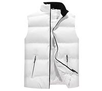 Gilet Imbottito Invernale Uomo - Giubbotto Smanicato Trapuntato Puffer Casual Con Cerniera - Giacca Senza Maniche Oversize Taglie Forti - Bianco 6XL