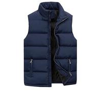 Gilet Imbottito Trapuntato da Uomo, Giacca Leggera con Cerniera, Giubbotto Imbottito per il Corpo, Caldo per l'Inverno, Senza Maniche, Militare, Giubbotto in Piuma, Giubbotto Imbottito con Tasche, Blu