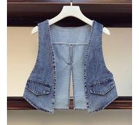 Gilet In Jean Denim Donna Senza Maniche Casual Blu