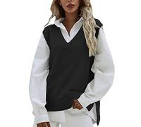 Gilet in Maglia da Donna, Maglione Senza Maniche Lavorato a Maglia Senza Maniche con Scollo a V Pullover Canottiere Maglia Sciolto Tops Gilet Invernale Donna per l'inverno, L'autunno