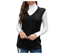 Gilet in Maglia da Donna, Smanicato Donna Invernale Maniche Lavorato a Maglia Scollo a V Elegante Maglia Classico Gilet Maglioni Lungo Maglioni da Donna per l'inverno, L'autunno