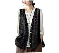Gilet in maglia da donna stile boho senza maniche floreale traforato all'uncinetto casual con scollo a V casual ampio estivo cardigan aperto
