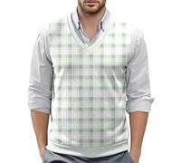 Gilet in maglia da uomo, senza maniche, in cotone, con scollo a V, per il tempo libero, per l'autunno e l'inverno, per il lavoro, traspirante, protezione dal vento, D verde chiaro, XXL