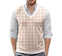 Gilet in maglia da uomo, senza maniche, in cotone, con scollo a V, per il tempo libero, per l'autunno e l'inverno, per il lavoro, traspirante, protezione dal vento, D beige., S