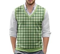 Gilet in maglia da uomo, senza maniche, in cotone, con scollo a V, per il tempo libero, per l'autunno e l'inverno, per il lavoro, traspirante, protezione dal vento, D verde., 3XL