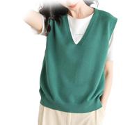 Gilet In Maglia Ultra Morbido Con Scollo A V Da Donna, Canottiere Da Donna, Gilet In Maglia Senza Maniche Con Scollo A V Autunnale, Pullover Casual In Maglia A Coste (Vert,2XL)