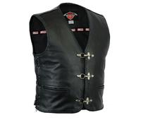 Pelle Gilet Moto Pesce Gancio Clip Intrecciato Motociclista Uomo Moto Gilet