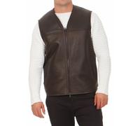 Gilet Pelliccia di Agnello - Firminius Senza Colletto Uomo Gilet IN Pelle