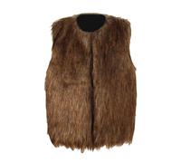 Gilet in pelliccia sintetica per bambine, con scollo a V, in pile, caldo, tinta unita, per autunno e inverno, per 1-7 anni, Marrone, 2-3 Years
