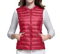 Gilet in pile caldo da uomo, gilet da donna coltivare una moralità calda con scollo a V sottile giù gilet all'interno Portafoglio in pelle morbida, rosso, XXL