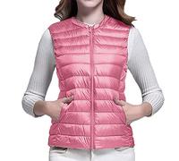 Gilet in pile caldo da uomo, gilet da donna coltivare una moralità calda con scollo a V sottile giù gilet all'interno Portafoglio in pelle morbida, Rosa, M