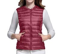 Gilet in pile caldo da uomo, gilet da donna coltivare una moralità calda con scollo a V sottile giù gilet all'interno Portafoglio in pelle morbida, Vino, XXXL