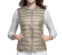 Gilet in pile caldo da uomo, gilet da donna coltivare una moralità calda con scollo a V sottile giù gilet all'interno Portafoglio in pelle morbida, oro rosa, L