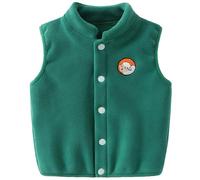Gilet in Pile per Bebè Bambini Vello Polare Autunno Inverno Bambina Senza Maniche con Bottoni a Pressione Giacche Ragazzi Ragazze Caloroso Capispalla Cardigan Top con Motivo, Verde 100