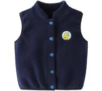 Gilet in Pile per Bebè Bambini Vello Polare Autunno Inverno Bambina Senza Maniche con Bottoni a Pressione Giacche Ragazzi Ragazze Caloroso Capispalla Cardigan Top con Motivo, Blu Marino 73
