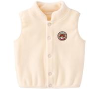 Gilet in Pile per Bebè Bambini Vello Polare Autunno Inverno Bambina Senza Maniche con Bottoni a Pressione Giacche Ragazzi Ragazze Caloroso Capispalla Cardigan Top con Motivo, Beige 73