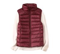 Gilet In Piumino Gilet da donna Autunno Inverno Gilet in piumino d'anatra ultraleggero Giacca senza maniche sottile femminile Gilet imbottito caldo antivento(Wine red,M)