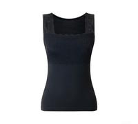 Gilet in pizzo alla moda per top da donna collo quadrato alla moda (nero L) | Scollo quadrato, dettaglio in pizzo alla moda, lunghezza regolare, adatto per la primavera e l'inverno