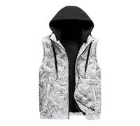 Gilet in softshell da uomo con cappuccio, leggero, comodo, con chiusura lampo, senza maniche, per la transizione, per le escursioni, per le attività all'aria aperta, bianco, 3XL