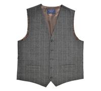 Gilet In Tweed Grigio A Quadri In Lana Peaky Blinders Country Nuovo