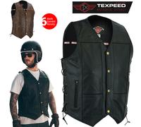 Gilet In Vera Pelle Da Uomo Per Moto Biker