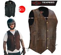 Gilet In Vera Pelle Da Uomo Per Moto Biker