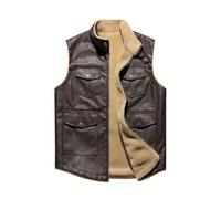 Gilet invernale da uomo, caldo in pile, giacca termica multi tasche, colletto alto, senza maniche, per attività all'aria aperta, antivento, per il tempo libero, per campeggio, inverno, caffè, M