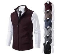 BAWUTZ Gilet Invernale da Uomo, Gilet da Uomo, Gilet Lavorato a Maglia, Cardigan Senza Maniche con Colletto rialzato, Giacca Senza Maniche, Adatto per Ciclismo, Corsa, Escursionismo (XL,Rot)