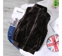 Gilet Invernale Uomo Spesso In Pelliccia Sintetica Fluffy Con Zipper Casual