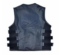 Gilet Jacket pelle di Vitello Stile Para Palla Teschio Bikers HD
