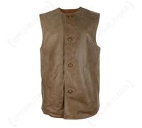 Gilet Jerkin Britannico in Pelle con Tasche - Stile Militare Storico WW2