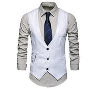 Gilet leggero da uomo, per attività all'aria aperta, regolare, fitness, senza maniche, per il tempo libero, in cotone, con bottoni, sportivo, slim fit, classico, gilet da uomo in cotone, bianco, XL