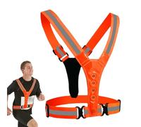 Gilet Luminoso - Elastico Riflettente Estensibile 30-43 Cm | Pettorina Di Sicurezza LED Regolabile Con Anteriori E Posteriori | Attrezzatura Alta Visibilità Ricaricabile Per Corsa Notturna, Cicli