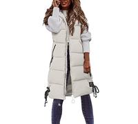 Gilet lungo da donna con cappuccio senza maniche cerniera imbottita giacca trapuntata invernale calda tinta unita gilet cappotti outdoor antivento parka capispalla gilet taglie forti cappotto con