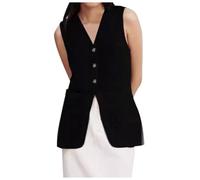 Gilet Lungo in Lino da Donna, Casual Estivo, Senza Maniche Pellicciotto Senza Maniche