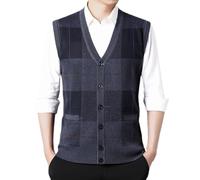 Gilet Maglione Spesso Da Uomo Maglieria Classica Con Scollo A V Maglione Gilet Cardigan Senza Maniche In Misto Lana Canotte Scozzesi Calde Gilet Lavorati A Maglia Con Bottoni E Tasche,Grigio Scuro,L