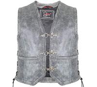 Gilet pelle Biker Grigio grigio L