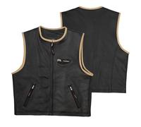 Gilet Pelle Motociclista Custom Chopper Chiusura Zip Frontale Tasche