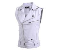 Gilet Pelle Uomo Vintage, Gilet Pu Pelle Uomo, Gilet da Uomo in Pelle Nera Pu Slim Giacca Senza Maniche Motociclista Gilet Uomo Smanicato Chiodo Ecopelle Gilet Moto Uomo per Il Tempo Libero