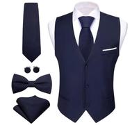 Gilet Per Gli Uomini Solido Raso Gilet Cravatta Papillon Fazzoletto Set Giacca Senza Maniche Matrimonio Formale Maschile Suit, 2431, XL