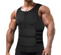 Gilet per Il Controllo della Pancia da Uomo Body Shaper con Cintura da Allenatore in Vita Addome in Neoprene Shapewear Canotta Cintura Addominale per Uomo Cintura Sudore Sauna, Black, 3XL
