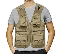 Gilet Pescatore Uomo Gilet da Caccia, Softshell Antivento Leggero Vest Senza Maniche Antivento E Impermeabile Multitasche Calda con Cerniera Gilet Uomo Estivo per Il Tempo Libero