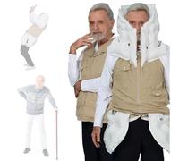 Gilet protettivo per anziani, gilet anticaduta intelligente con airbag per anziani, epilessia o cecità, abbigliamento anticaduta intelligente, protezione completa a 270°,Menkhaki-XL