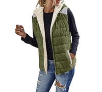 Gilet reversibile da donna autunno giacca in pile senza maniche con cerniera tasche cappotto invernale caldo capispalla Mappa Zippe, Ag, M