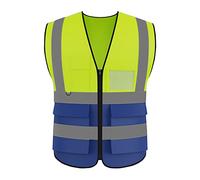 Gilet riflettente ad alta visibilità Abbigliamento da lavoro di sicurezza Gilet di sicurezza con tasche Design con cerniera per la guida al traffico di costruzione in esecuzione