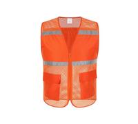 Gilet riflettente ad alta visibilità in rete, gilet di sicurezza con cerniera multitasche for abbigliamento da lavoro da uomo e da donna, attrezzatura riflettente resistente(Oranje,XX-Large)