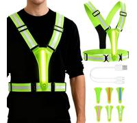 Gilet Riflettente Riflettente a LED, Regolabile Gilet Riflettente di Sicurezza a LED Ricaricabile Tramite USB, per Camminare, Correre, Andare in Bicicletta, Regolabile per Uomini e Donne - Verde