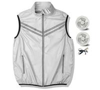 Gilet rinfrescante con 2 ventole e flusso d'aria regolabile a 3 velocità, giacca climatizzata con strisce riflettenti per uomo donna lavoro all'aperto, edilizia, escursionismo, M