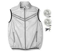 Gilet rinfrescante con 2 ventole e flusso d'aria regolabile a 3 velocità, giacca climatizzata con strisce riflettenti per uomo donna lavoro all'aperto, edilizia, escursionismo, XL